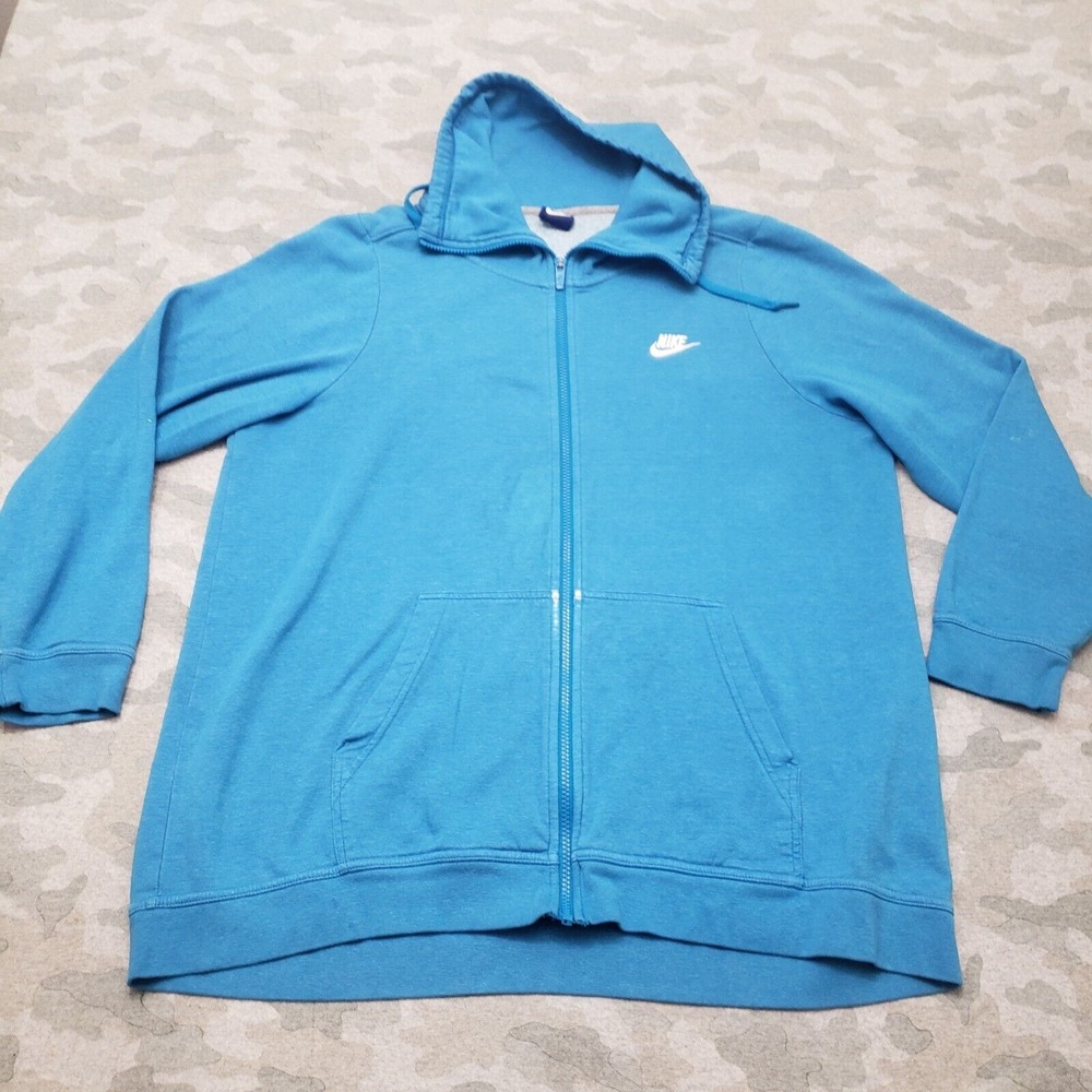 Nike Sweatshirt Mens XL Blue Full Zip Pockets Mock Neck